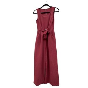 Caution To The Wind Burgundy Jumpsuit Wide Leg Tank Tie Small